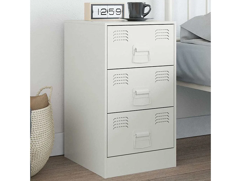 Nachttisch-Beistelltisch-Nachtschrank Weiß 34,5x39x62 cm Stahl SHL90250