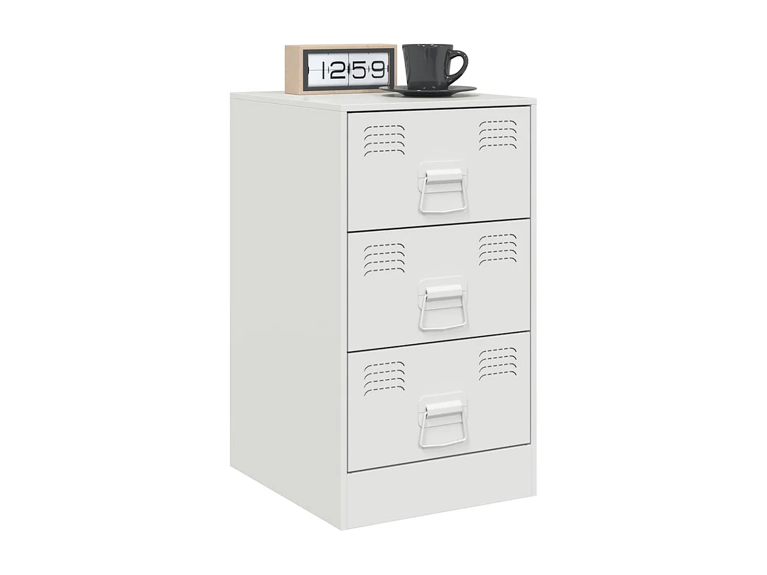 Nachttisch-Beistelltisch-Nachtschrank Weiß 34,5x39x62 cm Stahl SHL90250