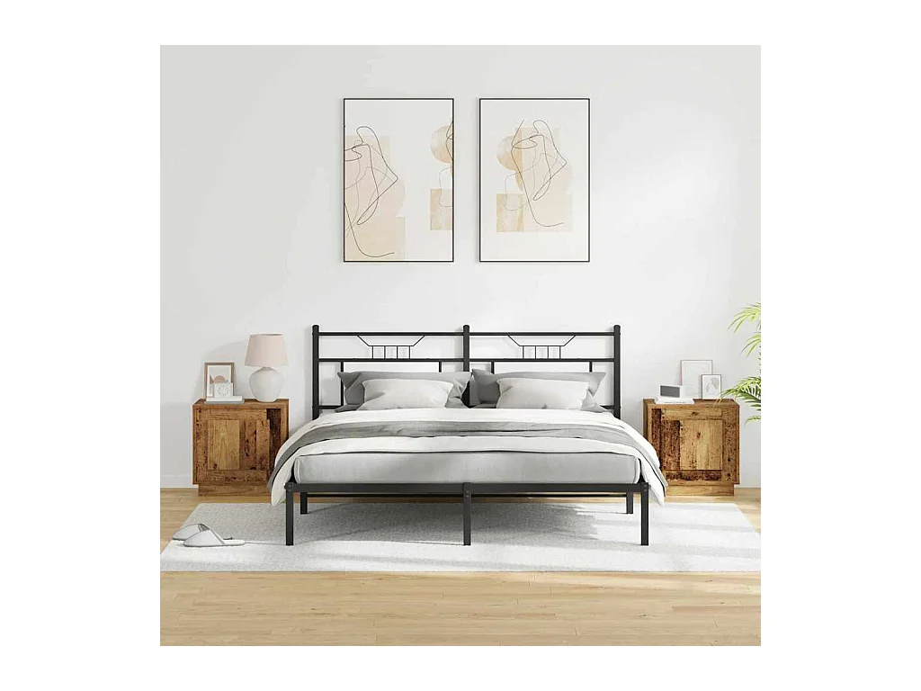 Mesita de Noche | Armario de Noche 2 uds Madera vieja 44x34.5x45 cm