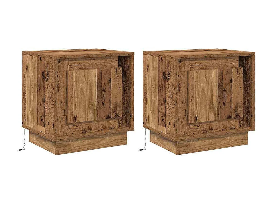 Nachttisch 2er Set-Beistelltisch Altholz 44 x 34.5 x 45 cm Holzwerkstoff SHL16325