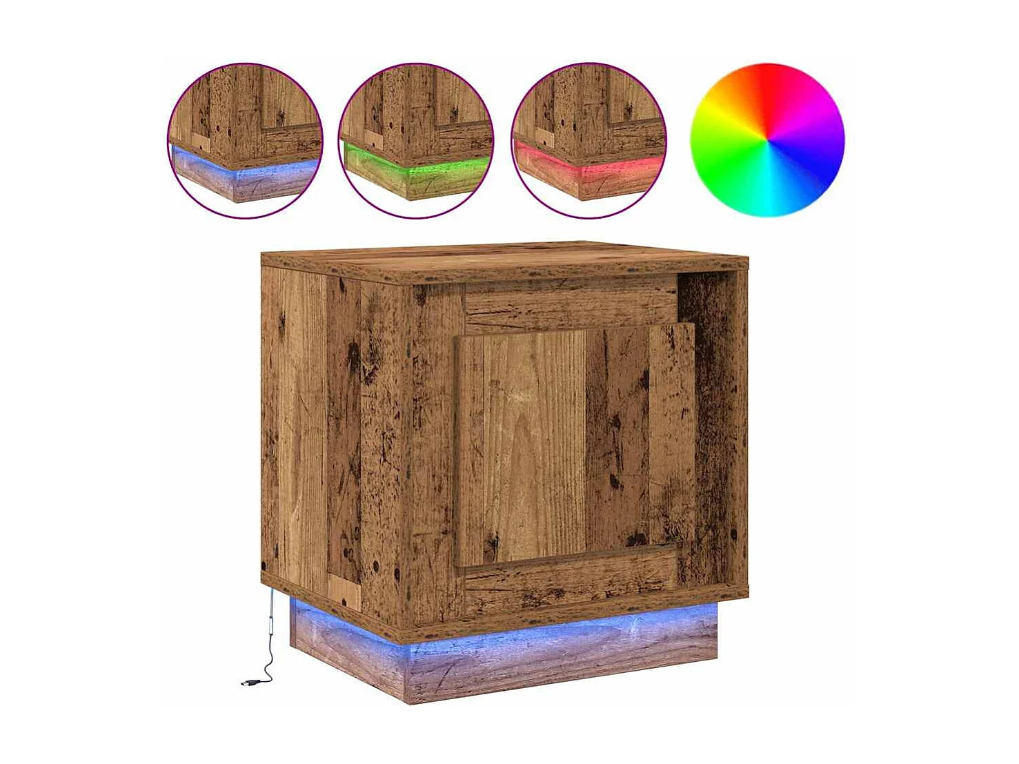 Nachttisch 2er Set-Beistelltisch Altholz 44 x 34.5 x 45 cm Holzwerkstoff SHL16325