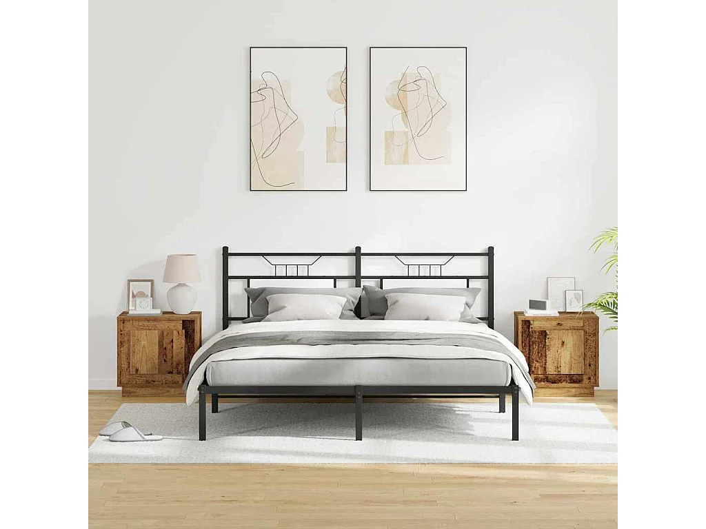 Nachttisch 2er Set-Beistelltisch Altholz 44 x 34.5 x 45 cm Holzwerkstoff SHL16325