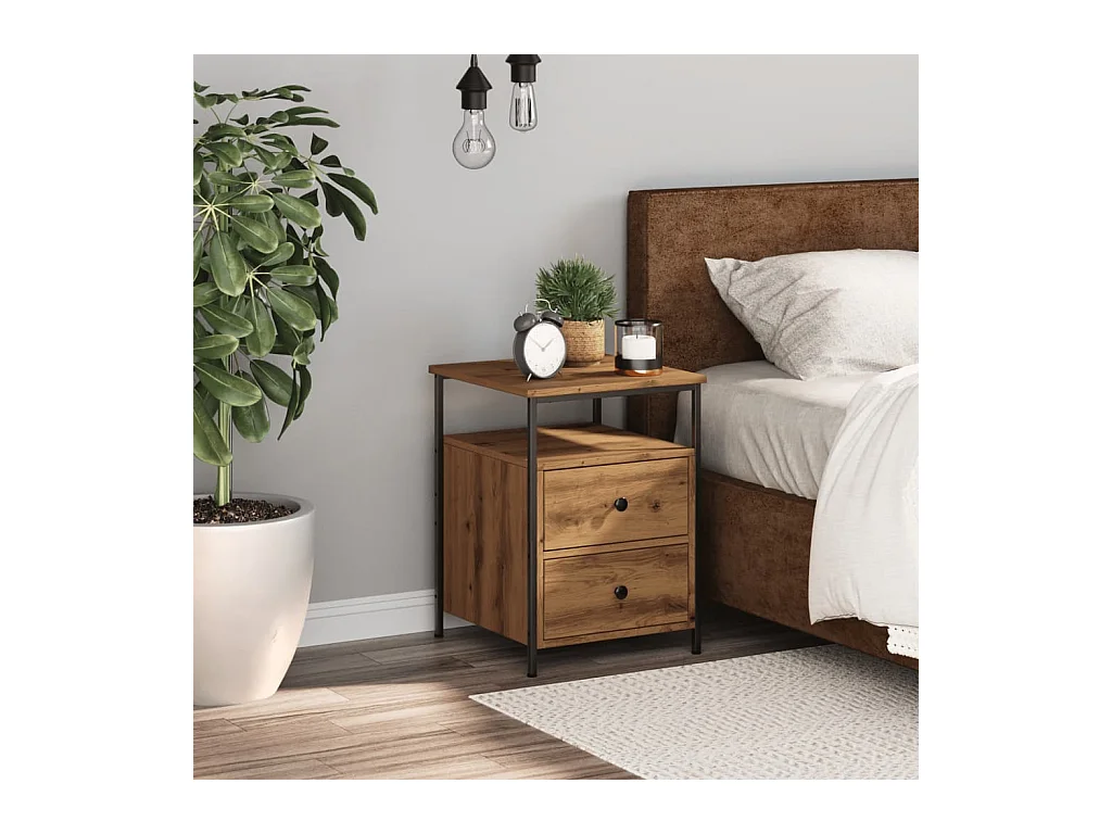 Mesita de noche | Mesilla de noche madera ingeniería roble artisan 34x35,5x50 cm