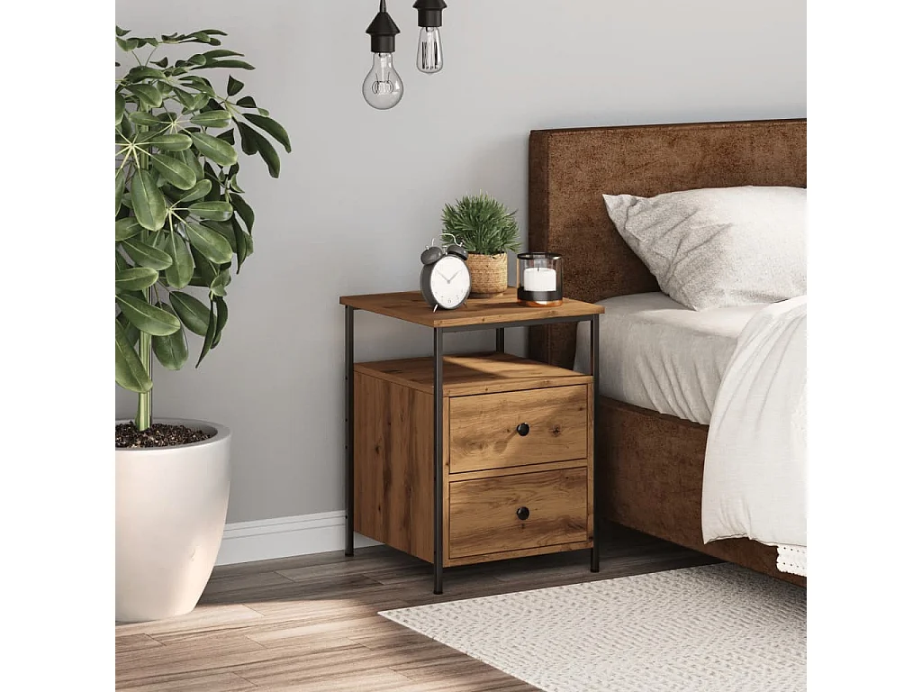 Nachttisch-Beistelltisch Artisan-Eiche 34x35,5x50 cm Holzwerkstoff SHL29830