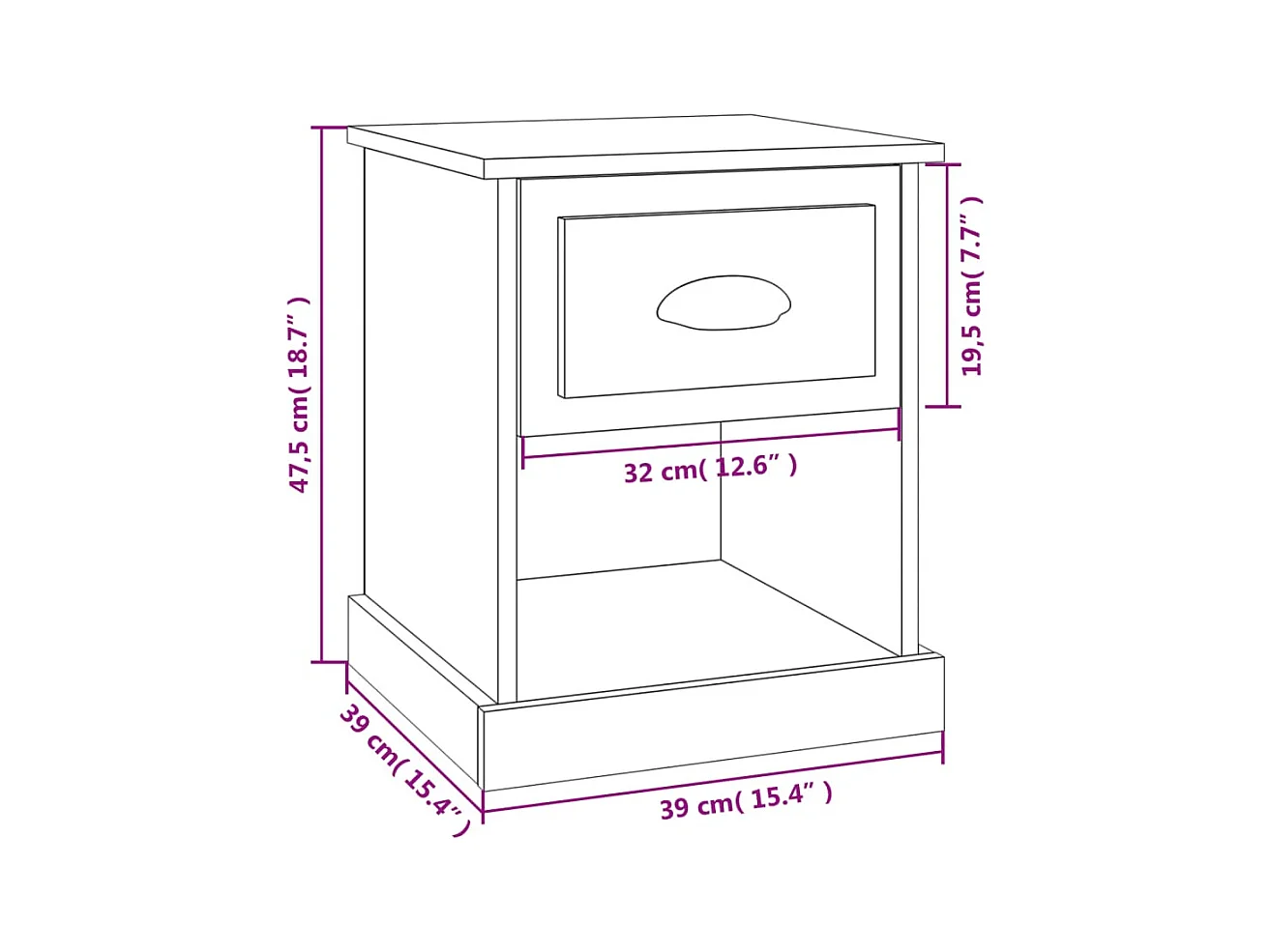 Table de chevet-Table d'appoint-Table de nuit blanc brillant 39x39x47,5 cm Bois d’ingénierie