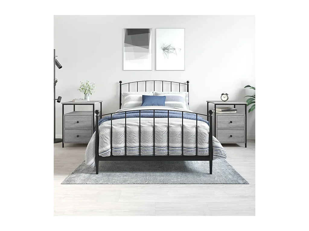 Mesitas de noche | Mesilla de noche 2 uds madera ingeniería gris Sonoma 44x45x60 cm