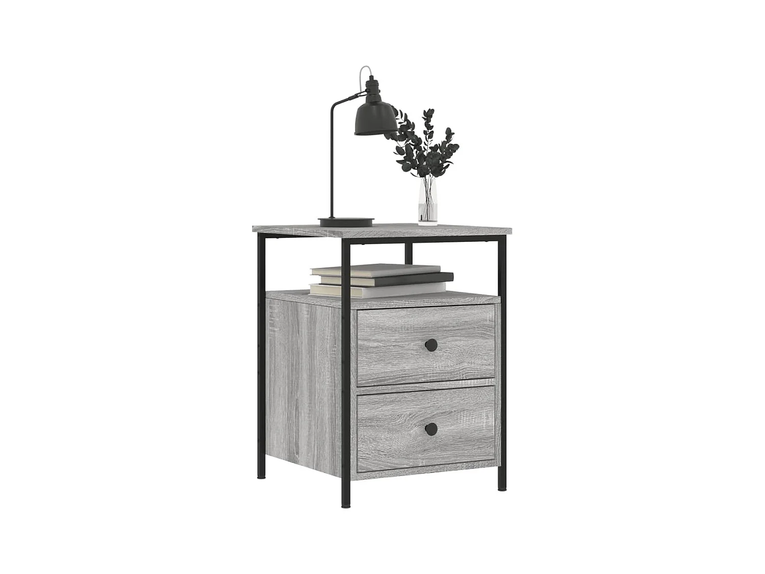 Mesitas de noche | Mesilla de noche 2 uds madera ingeniería gris Sonoma 44x45x60 cm