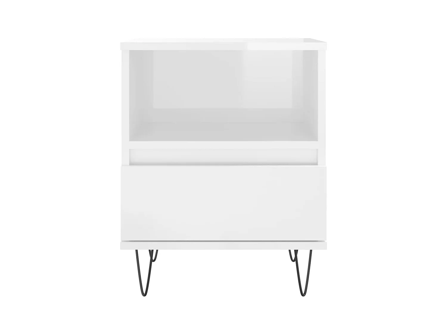 Mesita de noche | Mesilla de noche madera contrachapada blanco brillo 40x35x50 cm