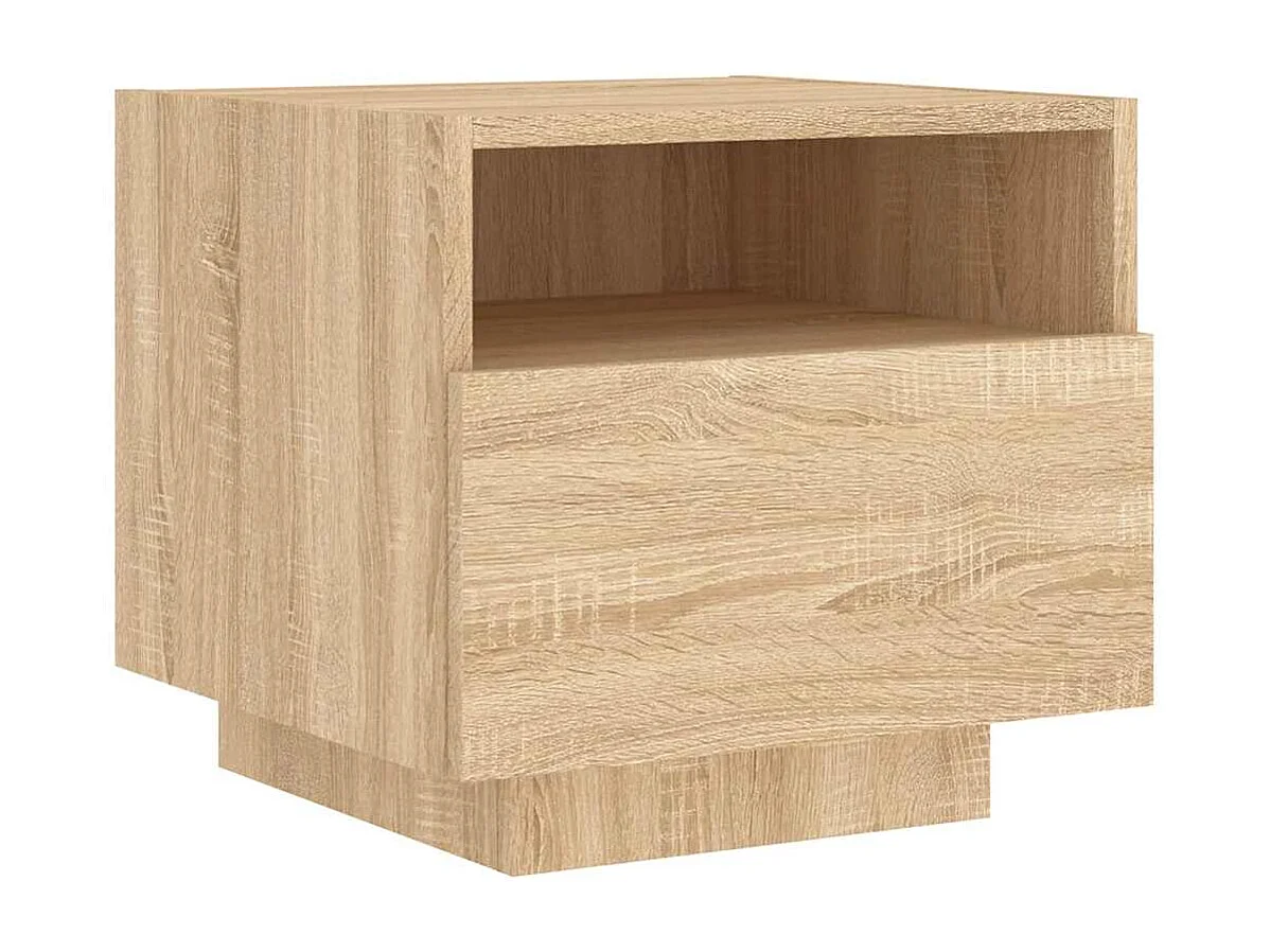 Nachttisch-Beistelltisch mit LED-Leuchten Sonoma Eiche 40x39x37 cm SHL75866