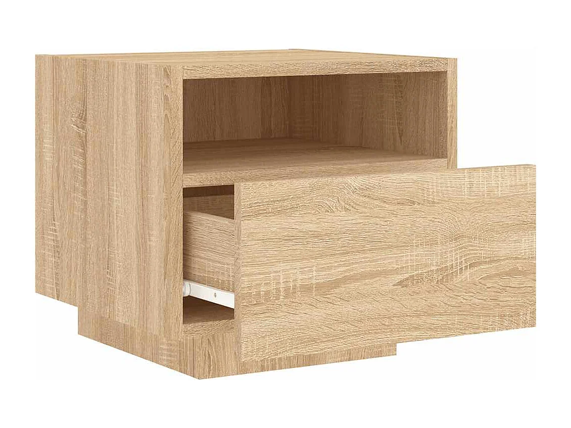 Nachttisch-Beistelltisch mit LED-Leuchten Sonoma Eiche 40x39x37 cm SHL75866