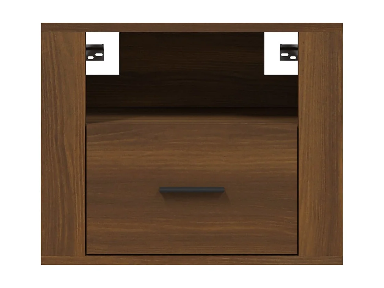 Nachttisch hängend 2er Set | Wand-Nachttische Braun Eichen-Optik 50x36x40 cm SHL21733