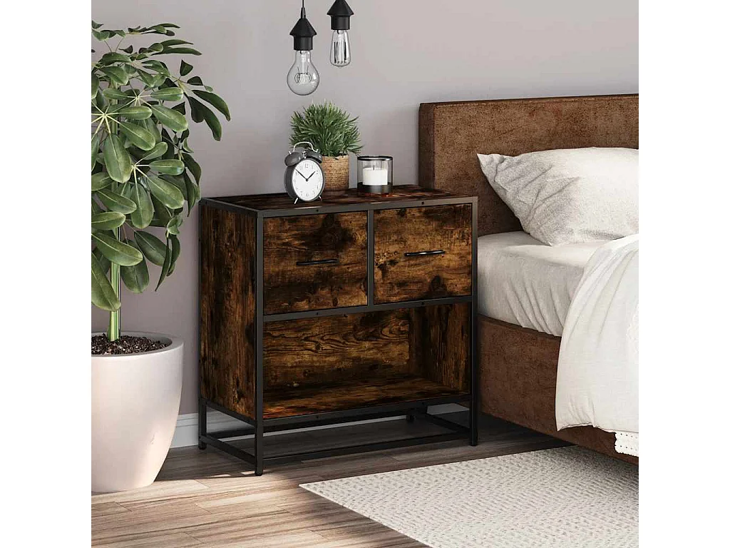 Mesita de noche | Mesilla de noche roble ahumado 60x31x60 cm madera contrachapada