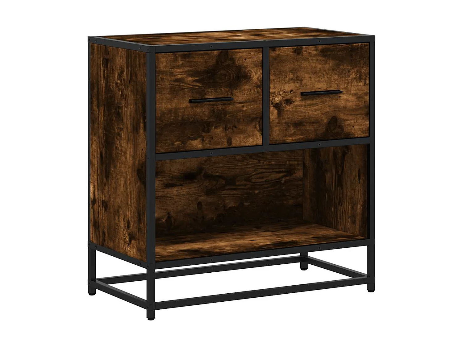 Nachttisch-Beistelltisch Räuchereiche 60x31x60 cm Holzwerkstoff und Metall SHL47939