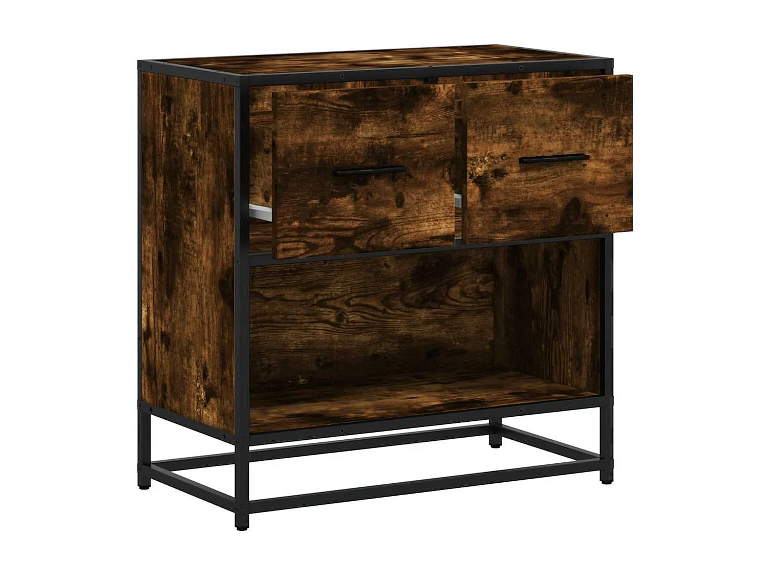 Nachttisch-Beistelltisch Räuchereiche 60x31x60 cm Holzwerkstoff und Metall SHL47939