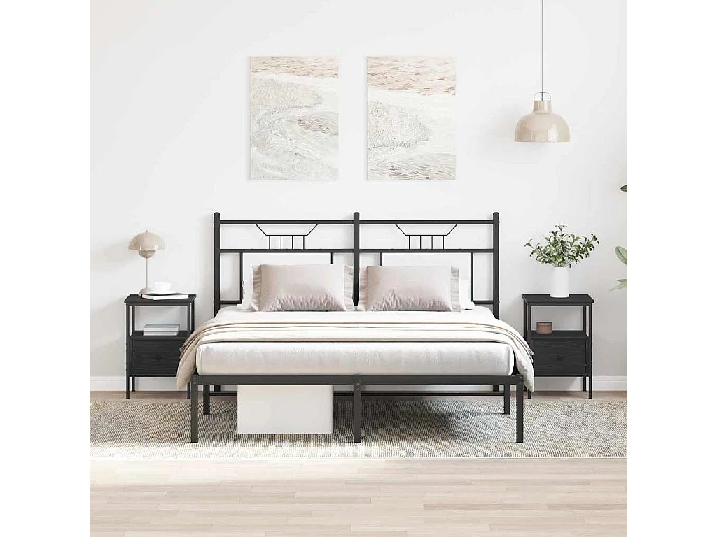 Mesita de Noche | Mesa auxiliar con cajón 2 uds. Roble negro 34x36x50 cm