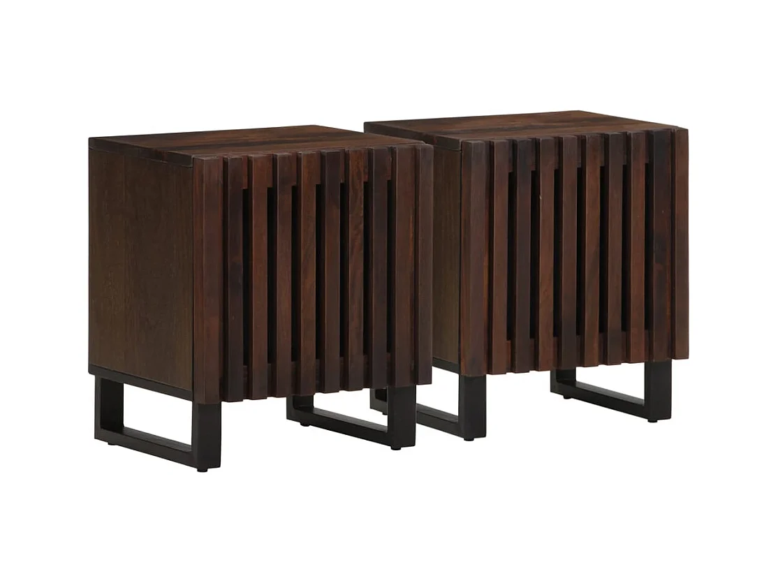 Mesitas de noche | Mesilla de noche 2 uds madera maciza de mango 40x34x46 cm