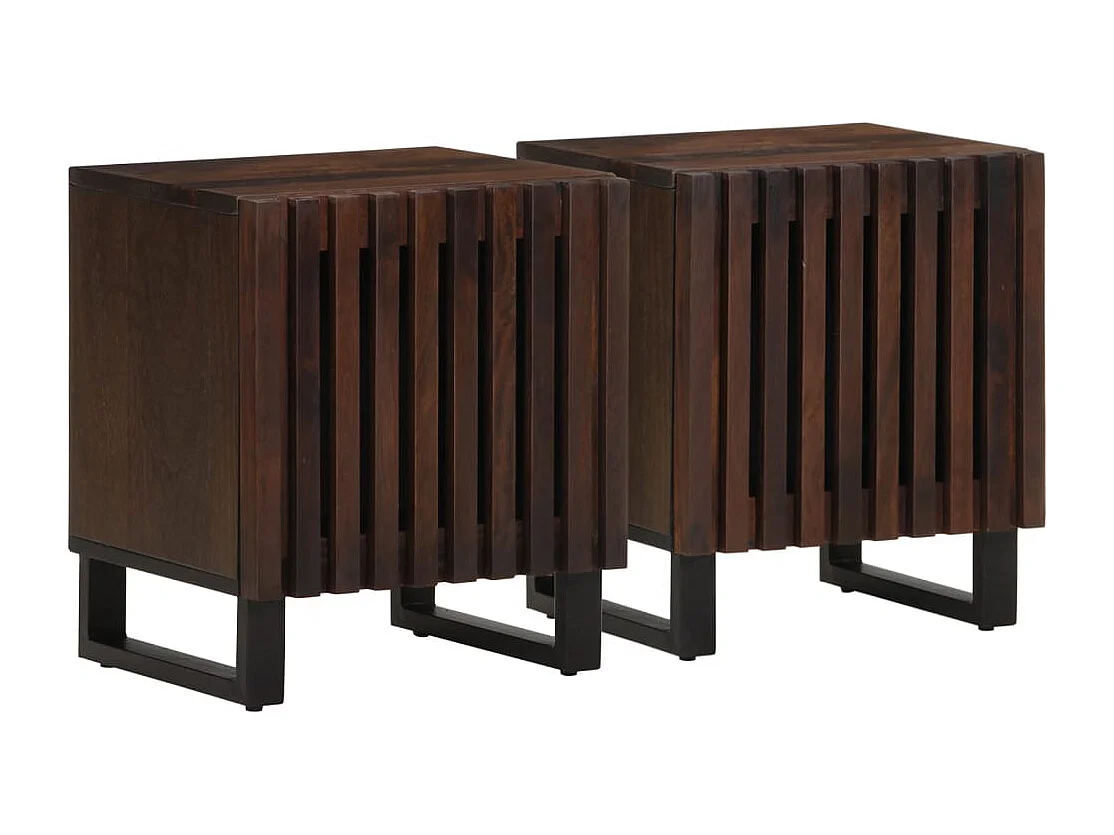 Nachttisch 2er Set-Beistelltisch 40x34x46 cm Massivholz Mango SHL2565