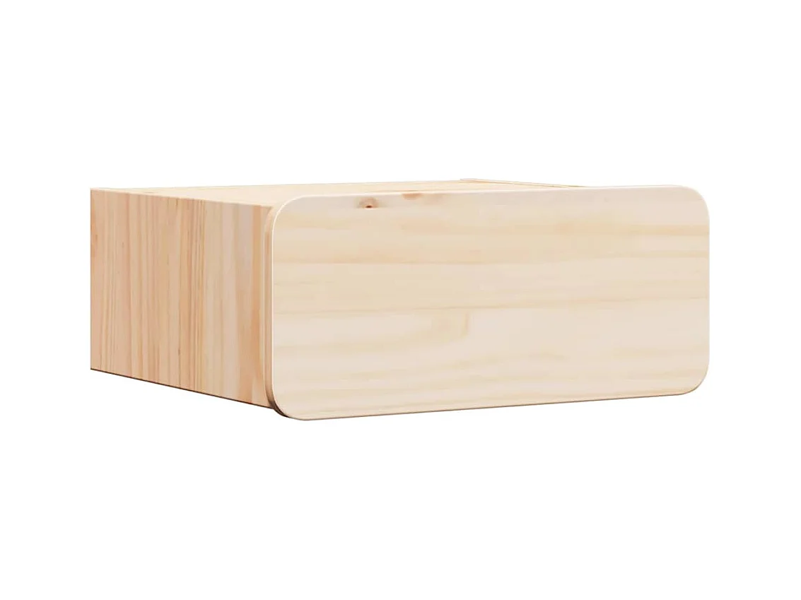 Mesa de Noche | Mesita de noche Marrón 39x34x16.5 cm Madera maciza de pino
