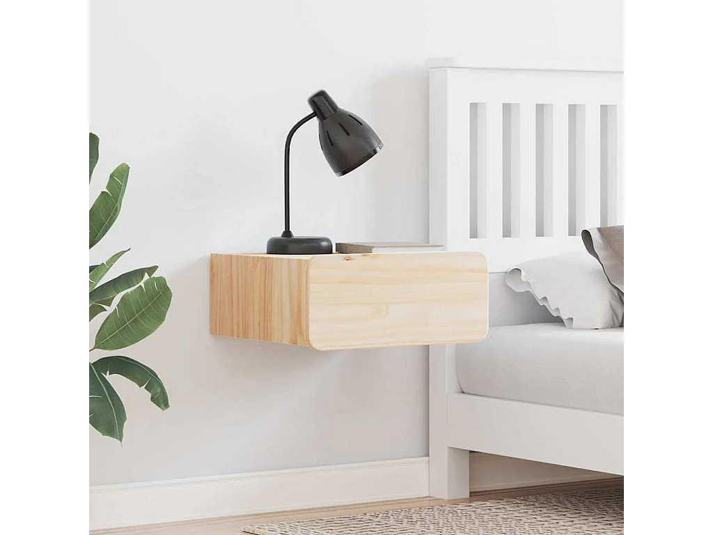 Mesa de Noche | Mesita de noche Marrón 39x34x16.5 cm Madera maciza de pino