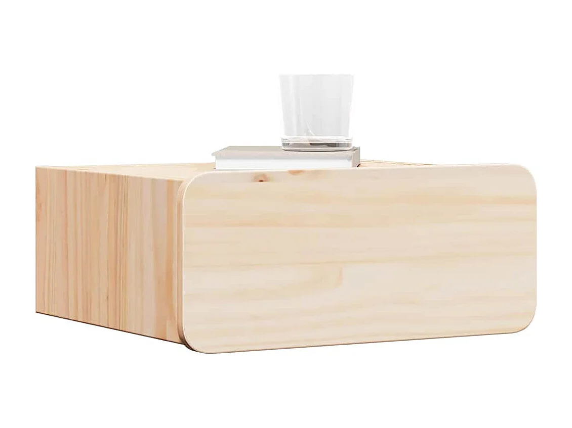 Mesa de Noche | Mesita de noche Marrón 39x34x16.5 cm Madera maciza de pino