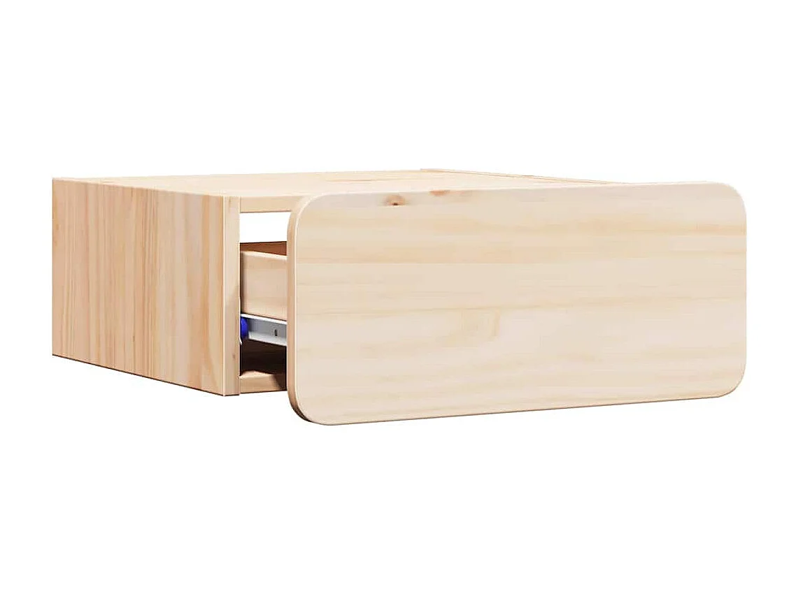 Mesa de Noche | Mesita de noche Marrón 39x34x16.5 cm Madera maciza de pino