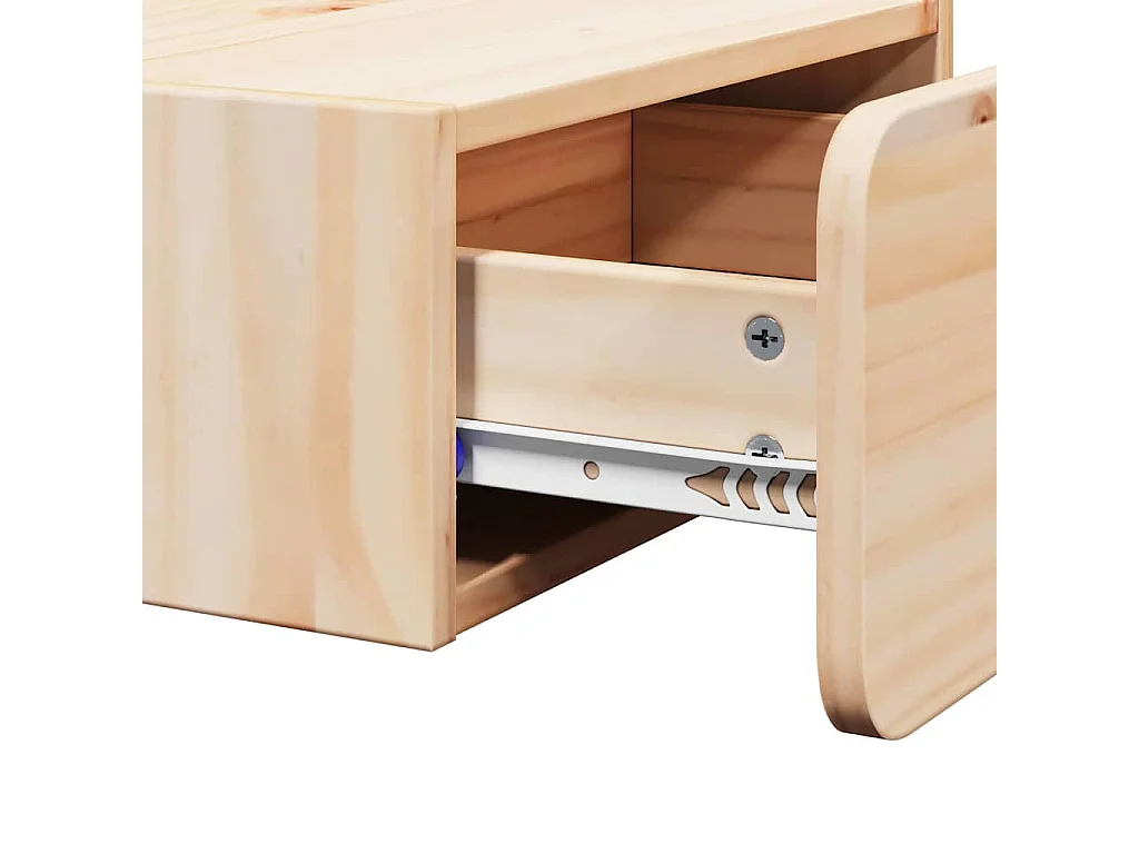Mesa de Noche | Mesita de noche Marrón 39x34x16.5 cm Madera maciza de pino