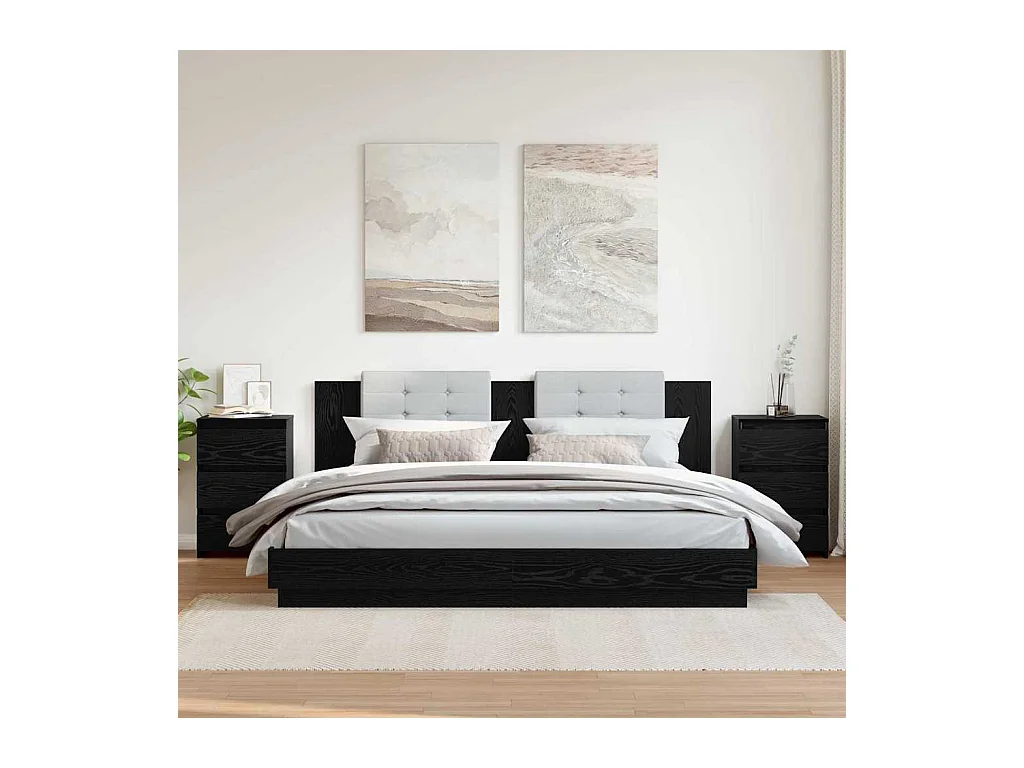 Mesita de Noche | Armario de Noche 2 uds con cajón Roble negro 40x35x62.5 cm