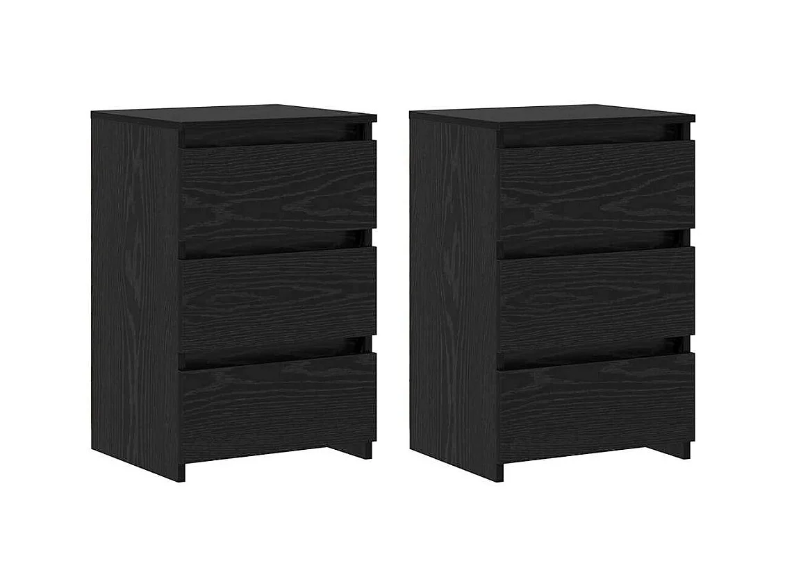 Mesita de Noche | Armario de Noche 2 uds con cajón Roble negro 40x35x62.5 cm