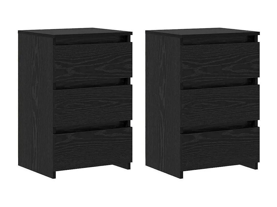 Nachttisch 2er Set-Beistelltisch Schwarz Eichen-Optik 40 x 35 x 62,5 cm SHL26463