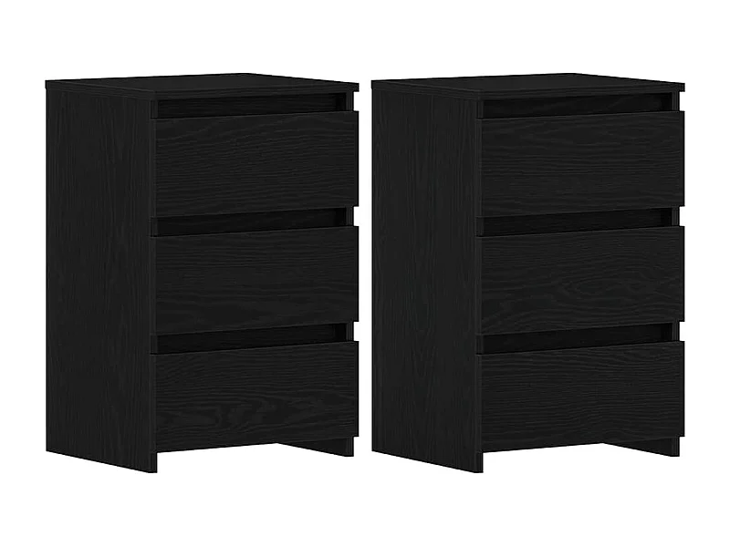 Nachttisch 2er Set-Beistelltisch Schwarz Eichen-Optik 40 x 35 x 62,5 cm SHL26463