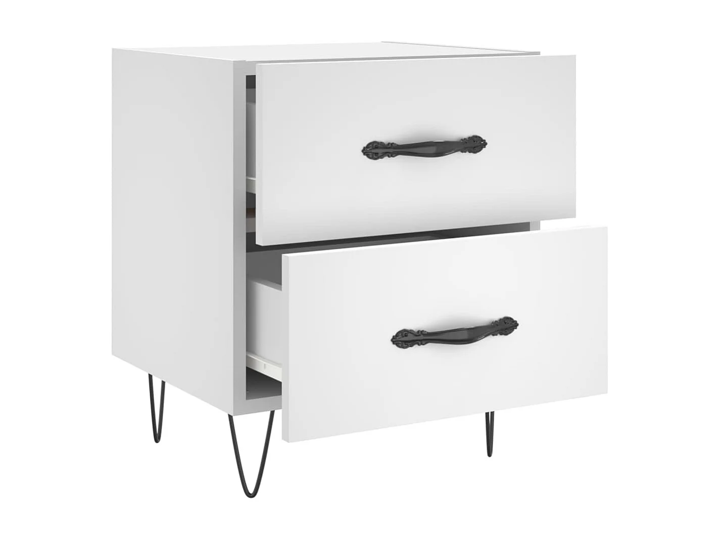 Nachttisch 2er Set-Beistelltisch-Nachttischkommode Weiß 40x35x47,5 cm Holzwerkstoff SHL42235