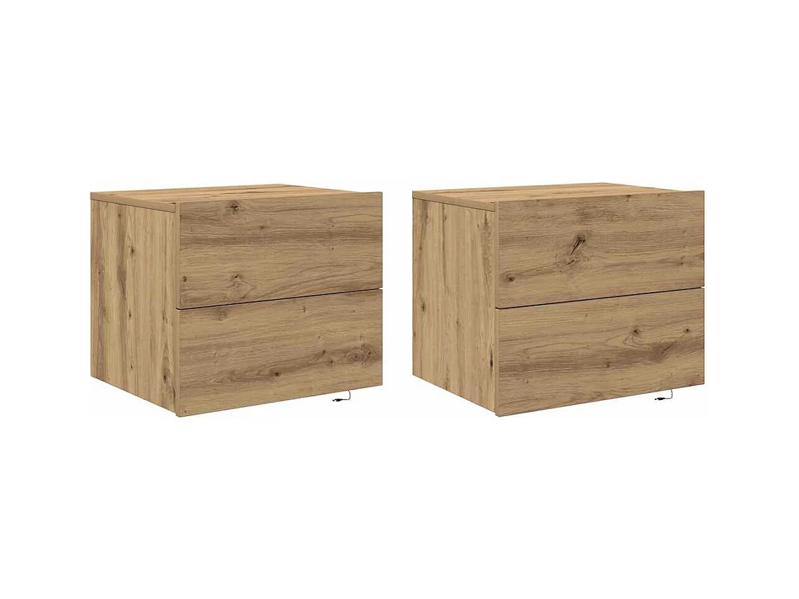 Mesita de Noche | Armario de Noche montado en la pared 2 uds. Roble artisan