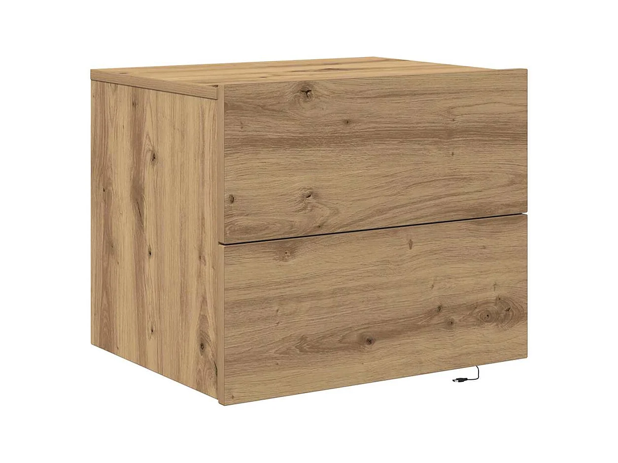 Mesita de Noche | Armario de Noche montado en la pared 2 uds. Roble artisan