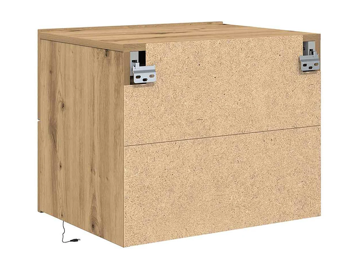 Mesita de Noche | Armario de Noche montado en la pared 2 uds. Roble artisan