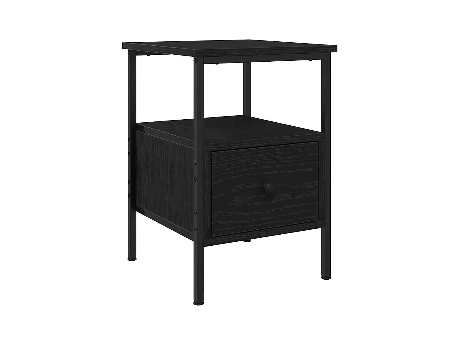 Mesita de Noche | Mesa auxiliar con cajón Roble negro 34x36x50 cm