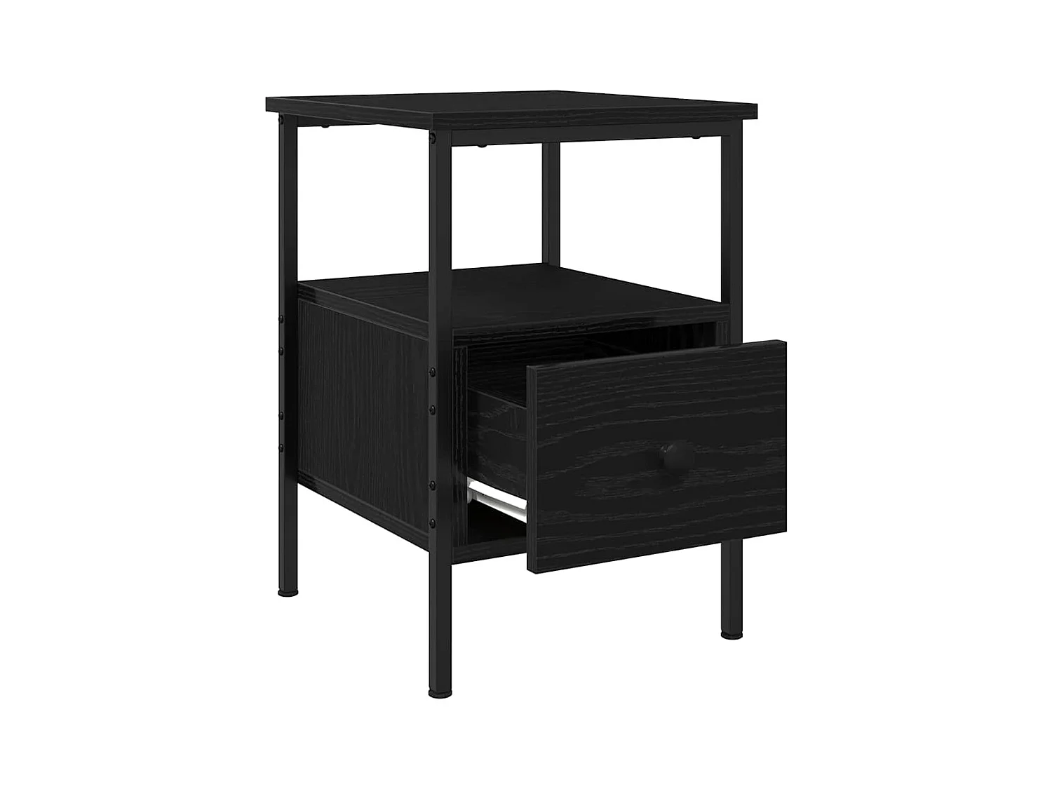 Mesita de Noche | Mesa auxiliar con cajón Roble negro 34x36x50 cm