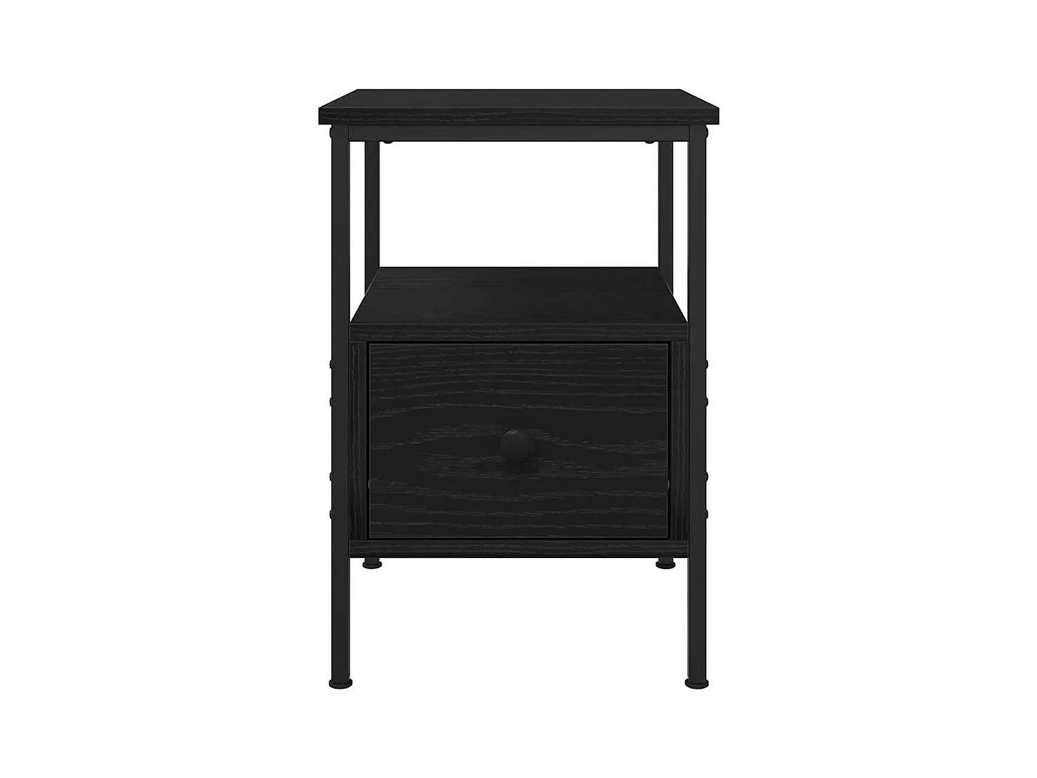 Mesita de Noche | Mesa auxiliar con cajón Roble negro 34x36x50 cm