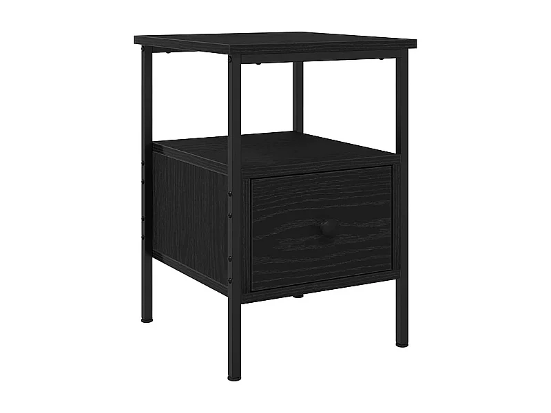 Mesita de Noche | Mesa auxiliar con cajón Roble negro 34x36x50 cm