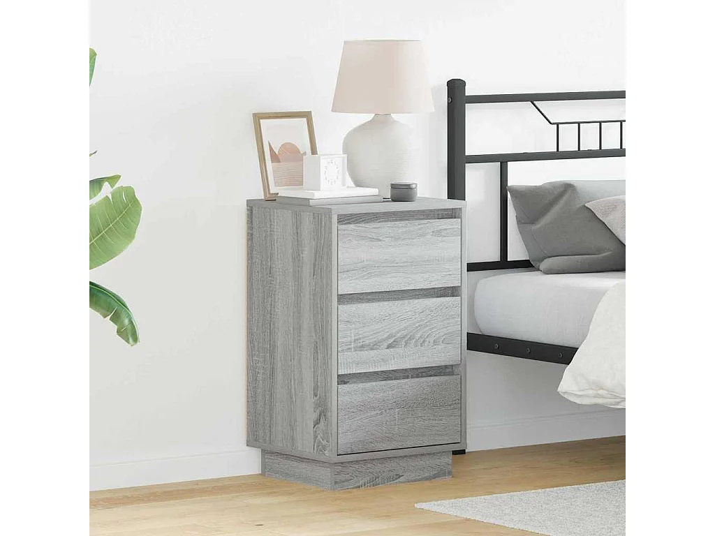 Mesita de Noche | Armario de Noche | Mesilla de noche Gris 39x34.5x65 cm Madera contrachapada