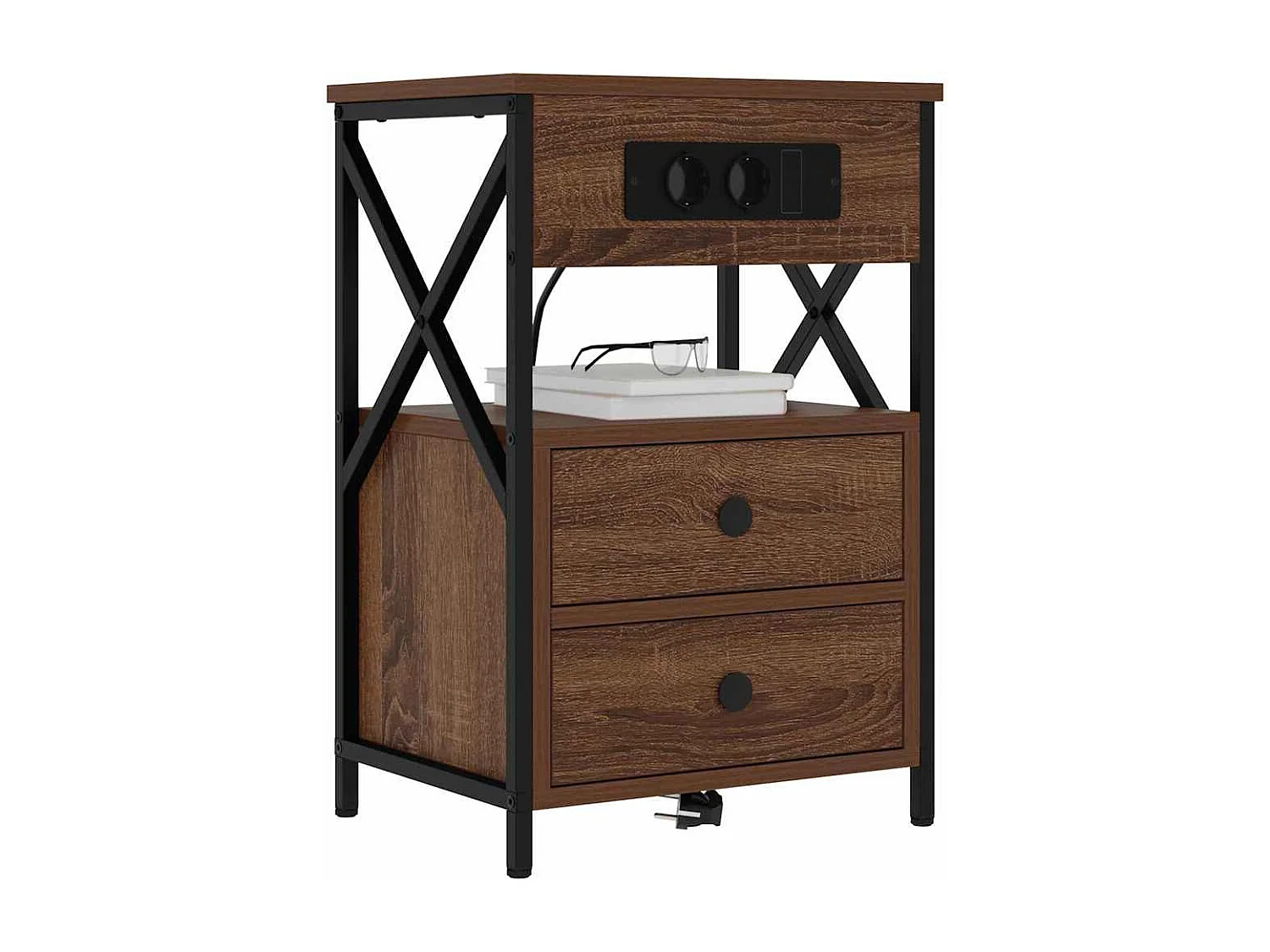 Nachttisch 2er Set-Beistelltisch Braun Eichen-Optik 40 x 31 x 60 cm SHL47687