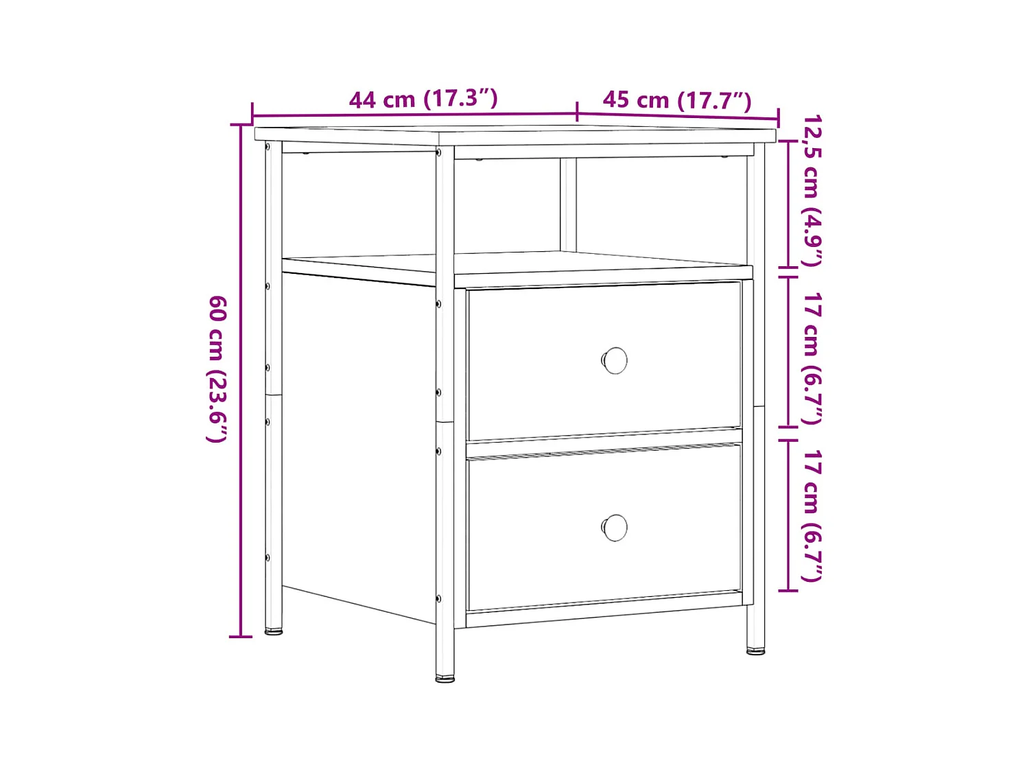 Mesita de noche | Mesilla de noche madera de ingeniería roble artisan 44x45x60 cm