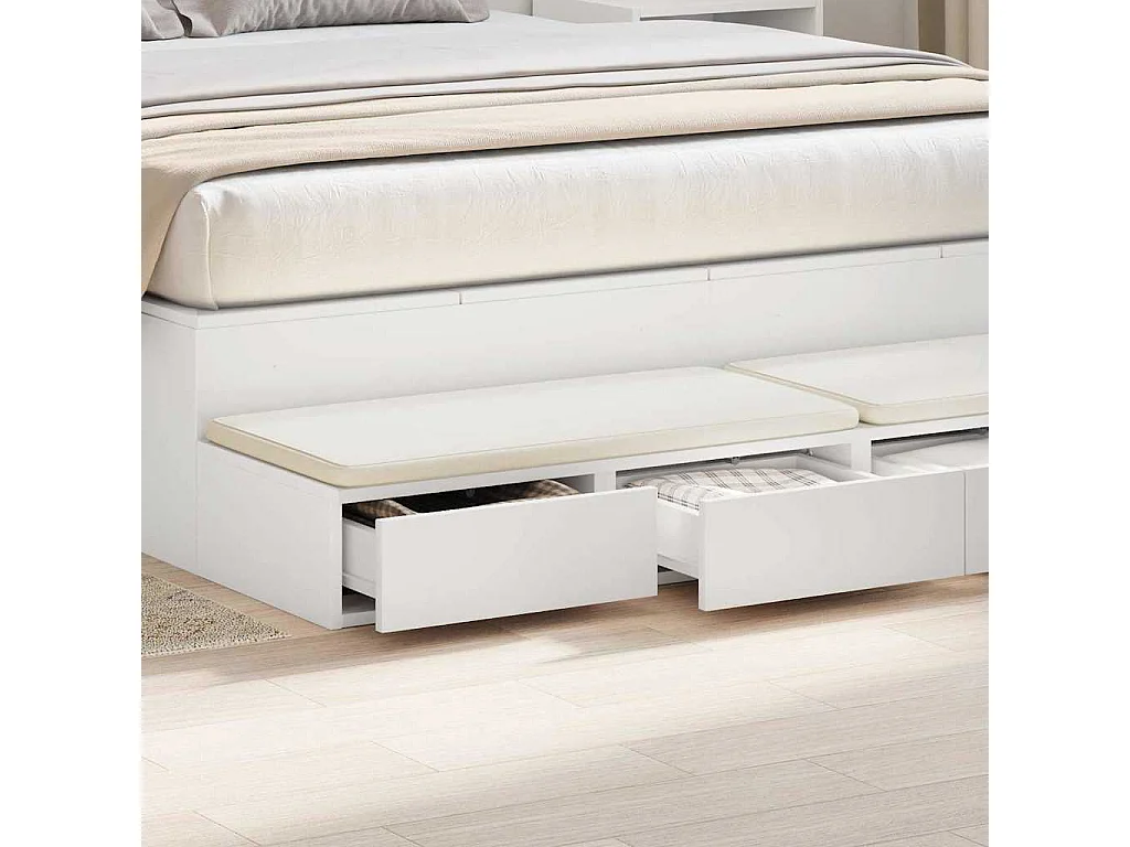 Gavetas de cama Branco 150x36.5x16.5 cm Madeira processada