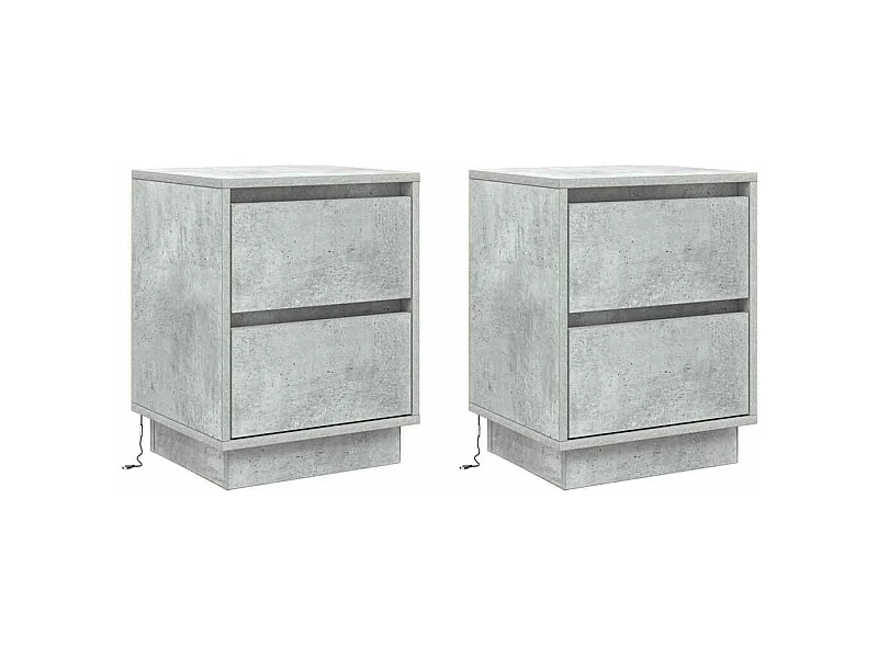 Mesita de Noche | Armario de Noche 2 uds Gris hormigón 39x34.5x50 cm