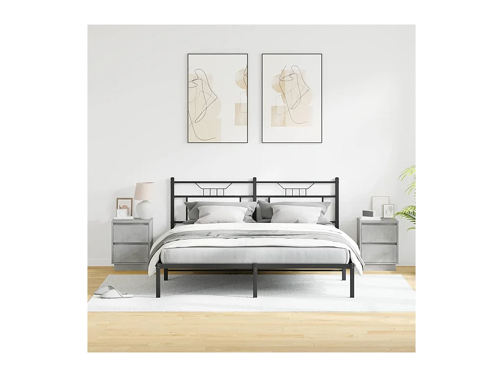 Mesita de Noche | Armario de Noche 2 uds Gris hormigón 39x34.5x50 cm