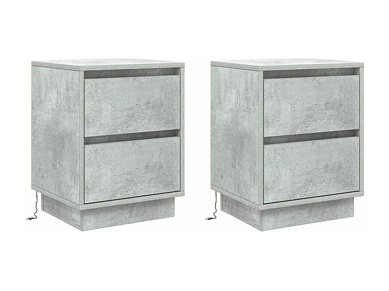 Lot de 2 Tables de chevet avec rangement Gris béton 39x34.5x50 cm