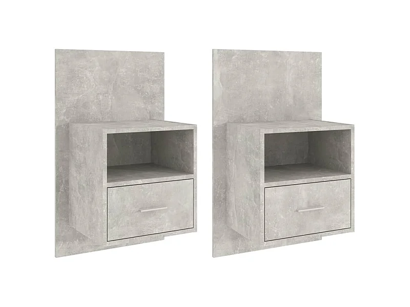 Mesitas de noche | Mesilla de noche de pared 2 unidades color gris hormigón
