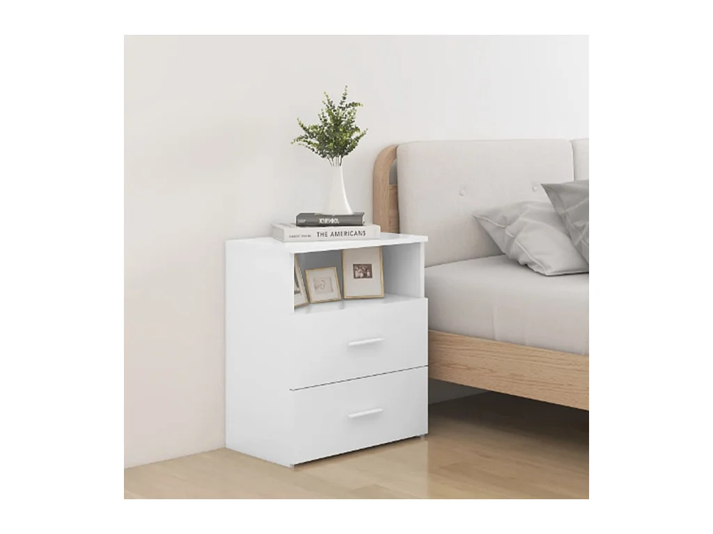 Tables de chevet-Tables de nuit 2 pcs Compartiments ouverts Blanc 50x32x60 cm