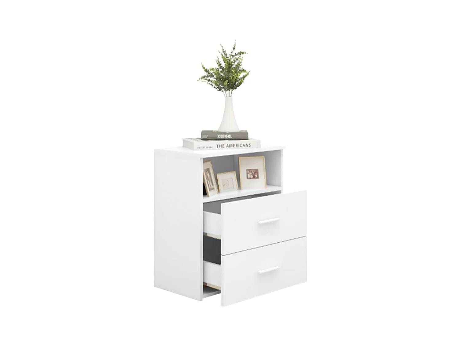 Tables de chevet-Tables de nuit 2 pcs Compartiments ouverts Blanc 50x32x60 cm