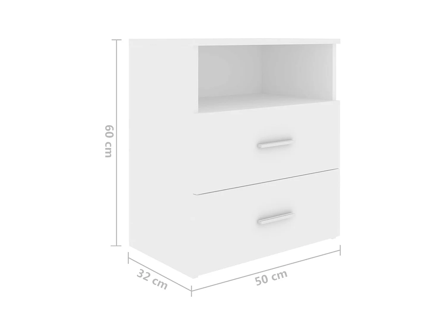 Mesitas de noche | Mesilla de noche 2 unidades aglomerado blanco 50x32x60 cm