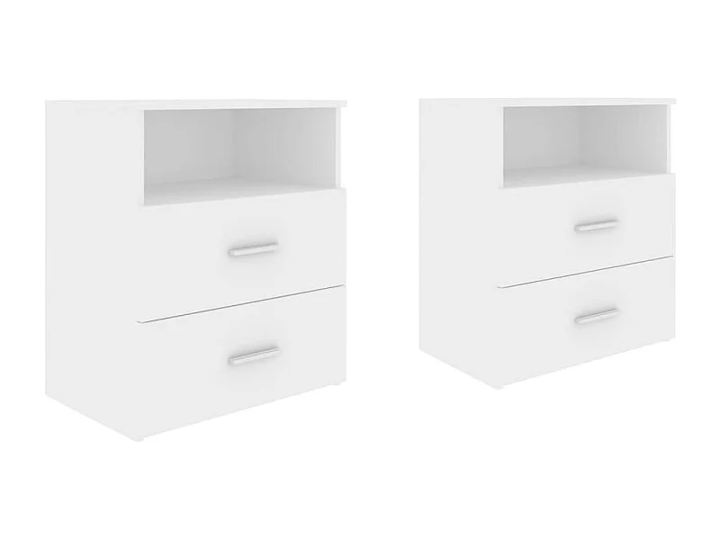 Tables de chevet-Tables de nuit 2 pcs Compartiments ouverts Blanc 50x32x60 cm